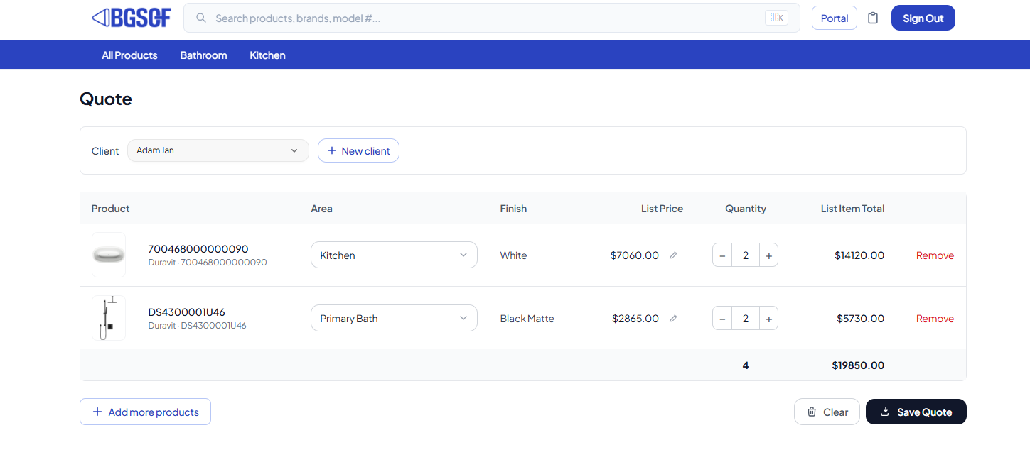 Build a professional quote in BGSOF
